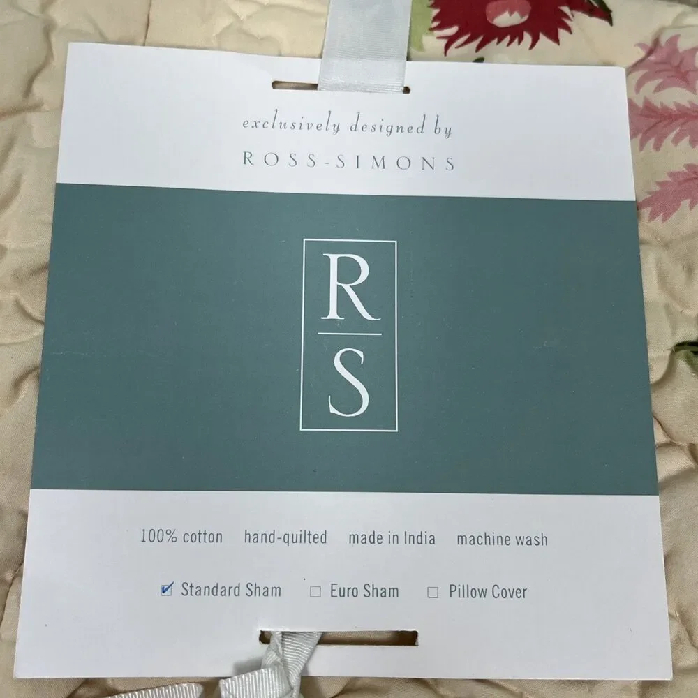 2 Ross-Simons Rose Bouquet Quilted Standard Pillow Shams Floral Cottagecore NWT
